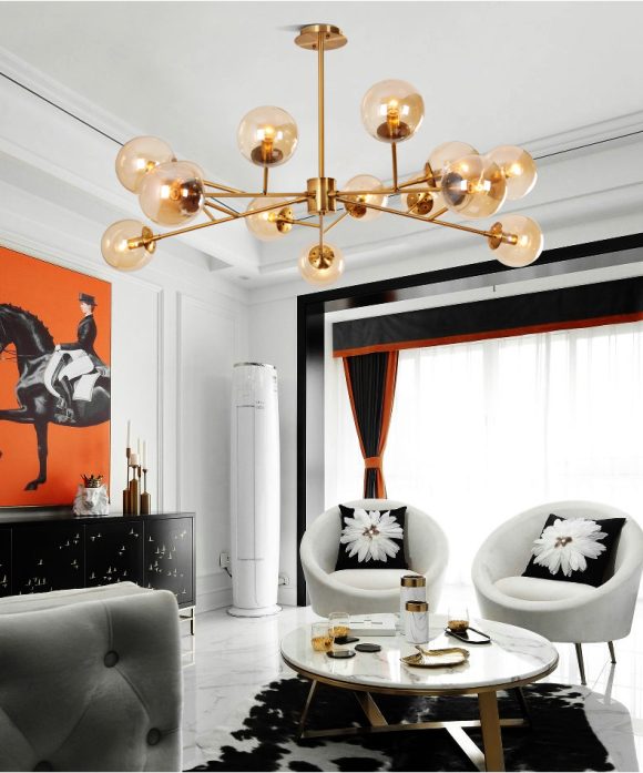 Study Bedroom Living Room Hotel LED Household Glass Chandelier - Image 4
