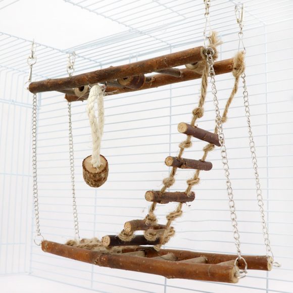 Suspension Bridge Wooden Ladder Bridge Climbing Frame Toy - Image 2