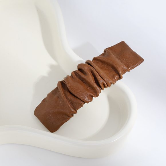 Leather Barrettes Pleated Solid Color Simple Temperamental All-match - Image 2