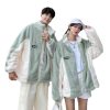 Mint Green Stitching Berber Fleece Coat Men And Women - Image 4