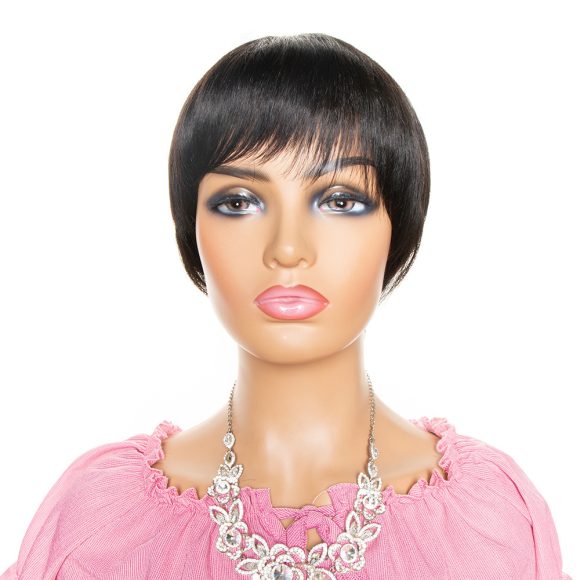 Short Pixie Cut Human Hair Wig With Bang - Image 3
