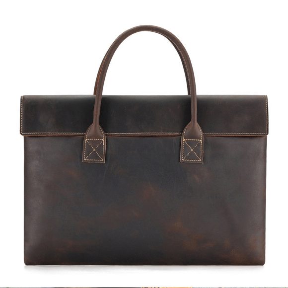 Crazy Horse Leather Men's Handbag Thin And Portable - Image 5