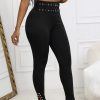 Ladies' Solid Color Casual Style Tight Fitting High Waist Slim Fit Slit Detail Pants Waist Ring Fake Belt Design Sense Tapered Pants - Image 5