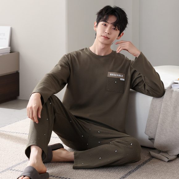 New Cotton Long Sleeve Full Cotton Casual Homewear Suit - Image 3
