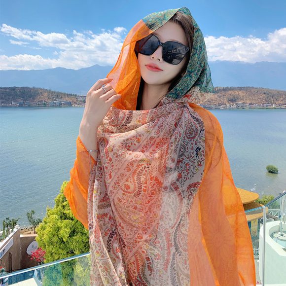 Desert Versatility For Traveling Sun Protection Toe Cap Silk Scarf - Image 3