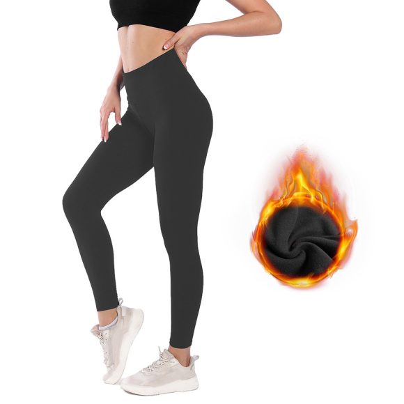 Women's High Waist Belly Contracting Warm Yoga Sports Leggings - Image 10