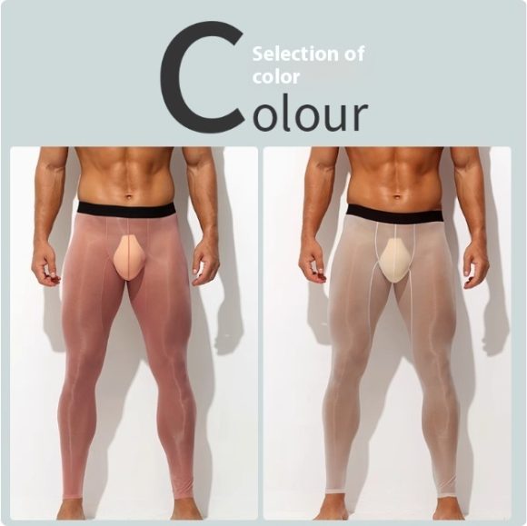 Men's Ultra-thin Ice Silk Low-rise Skinny Flesh Nude Reflective Slim Leggings - Image 8