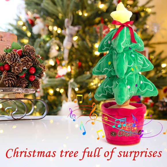 Dancing Christmas Toys Funny Tree Repeat Talking  Electronic Plush Toys Can Sing Record Lighten Early Education Funny Gift Christmas - Image 8
