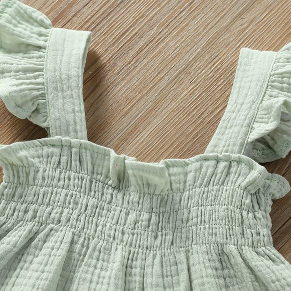 Girls' Solid Color Sling Top Hot Pants Suit - Image 9