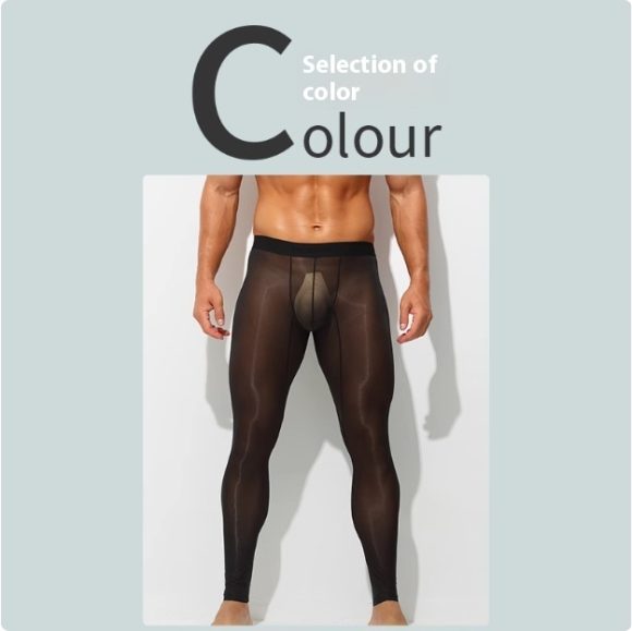 Men's Ultra-thin Ice Silk Low-rise Skinny Flesh Nude Reflective Slim Leggings - Image 2