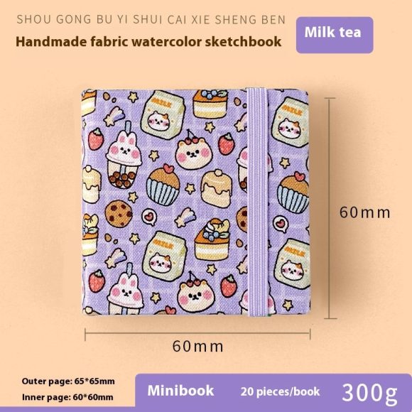 Fabric Watercolor Notebook Art Student Painting Square Portable - Image 8
