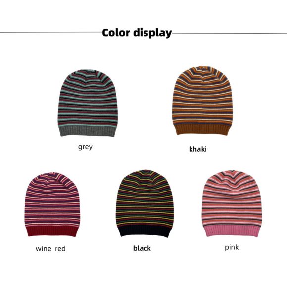 Striped Knitted Warm Woolen Hat - Image 5