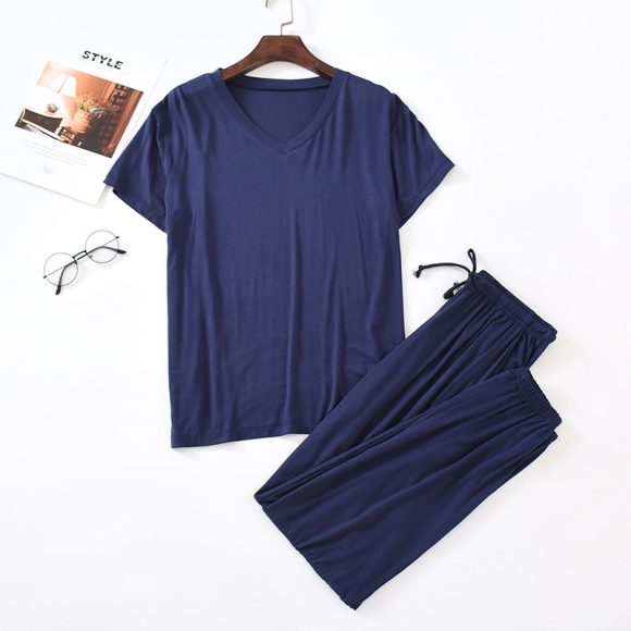 Men's Ice Silk Modal Short Sleeved Pants Set - Image 8