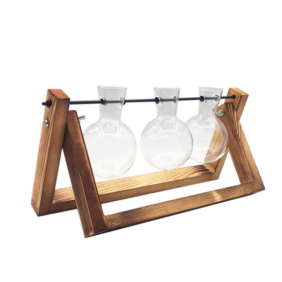 Swing Wooden Stand Hydroponic Plant Container Glass Vase - Image 9