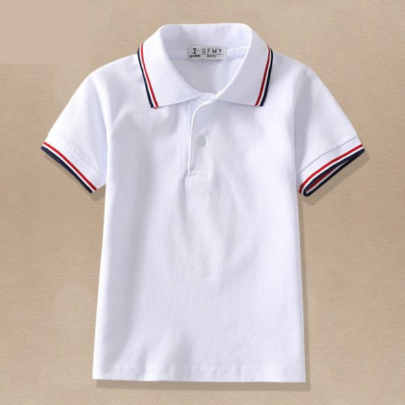 CUHK Childrens White Lapel T Shirt - Image 3