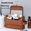 Leather Cosmetics Storage Bag Travel Toiletry Bag Portable Men's Business Simplicity Portable With Hook - Image 7