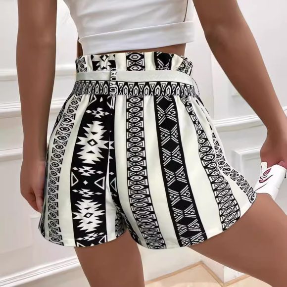 Belt Printed Casual Shorts For Commuter Women - Image 3
