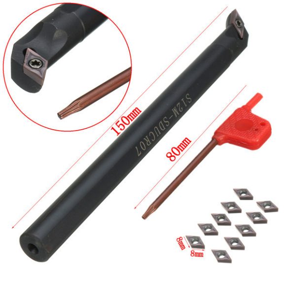 S12M-SDUCR07 CNC Cutter Bar 10 Purple Black DCMT0702 Blade Wrench - Image 3