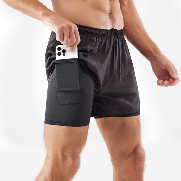 Men's Loose Three-point Quick-drying Lined Anti-exposure Double-layer Fitness Shorts - Image 3