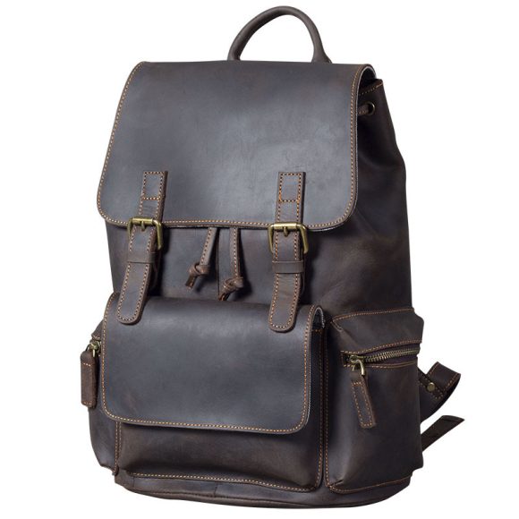 Crazy Horse Leather Backpack Men's Handmade Classic - Image 2