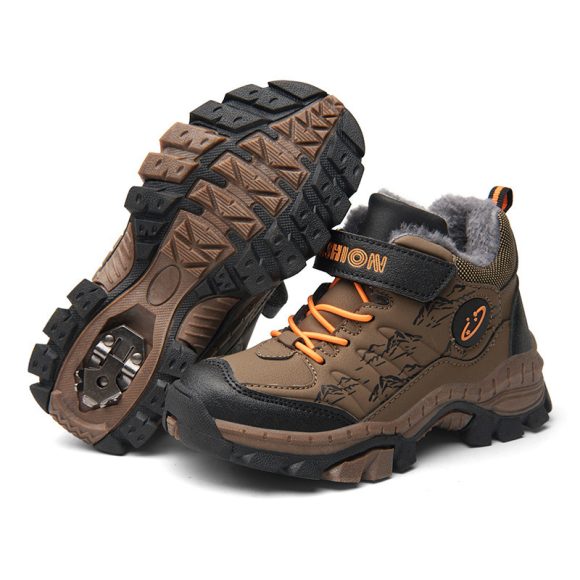 Children's Cotton Shoes Boys Two Cotton Large Cotton Hiking Shoes - Image 4