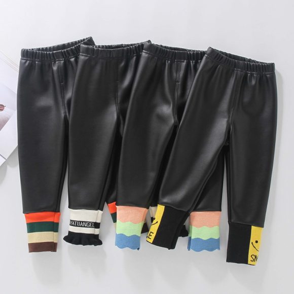 Girls' Warm Bottomed Leather Pants - Image 5