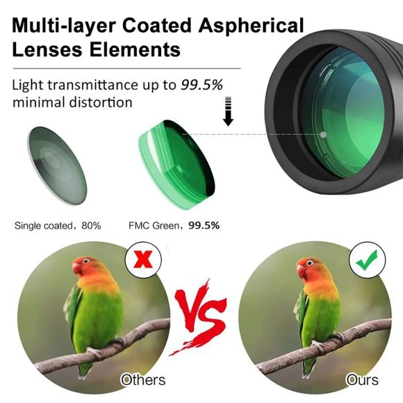 180x100 High Power Military Binoculars Day Night Vision Compact Waterproof Binoculars For Bird Watching Hunting Travel Football Games Stargazing With Carrying Case And Strap - Image 9