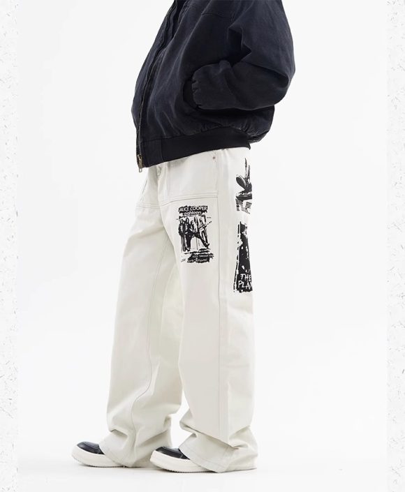 Hip Hop Print Jeans Men's Spring - Image 4