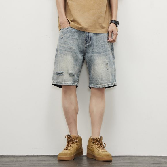 Men's Straight Ripped Denim Shorts - Image 6