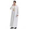 Ethnic Stitching Contrast Color Men's Robe - Image 4