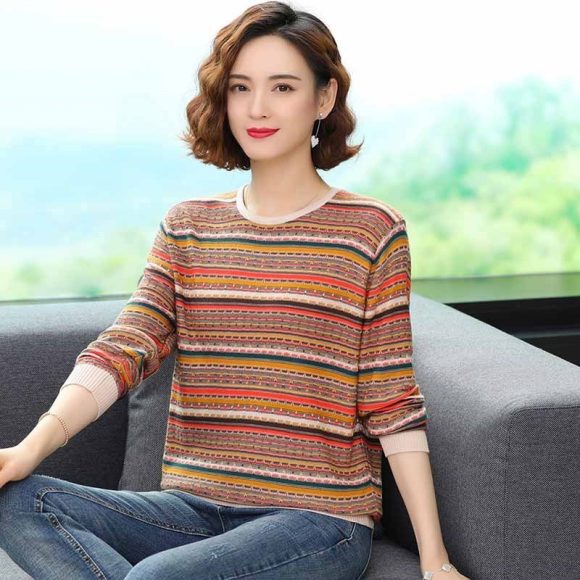 Striped Sweater Thin Bottoming Shirt - Image 7