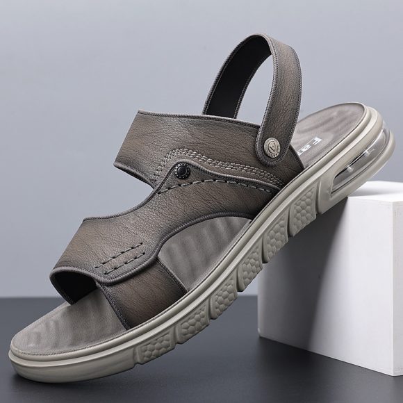 New Summer Genuine Leather Double Sole Middle-aged And Elderly Casual Beach Non-slip Men's Sandals - Image 4