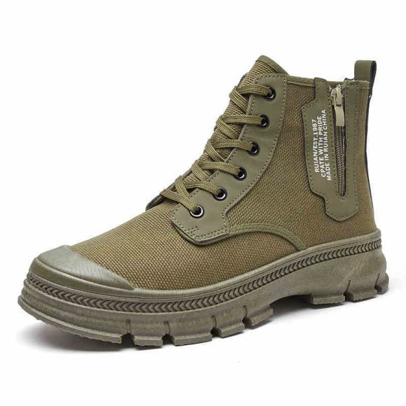 Hiking Boots Men's Side Zipper High-top Thicker Work Shoes - Image 3