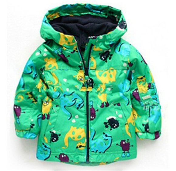Boy's Cute Dinosaur Windproof And Rainproof Jacket Children's Hooded Jacket - Image 3
