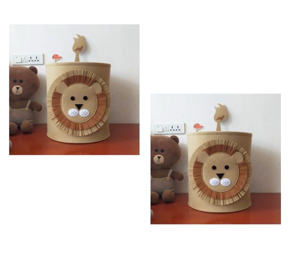 Cartoon Felt Storage Basket Toy Storage Bucket Portable Laundry Storage Basket - Image 3