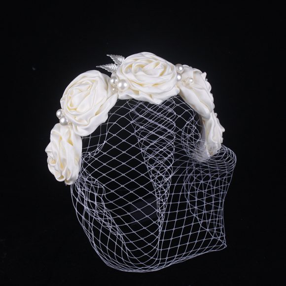 Bridal Large Flower Satin Veil Hair Hoop Headdress Wedding Dress With Accessories - Image 4