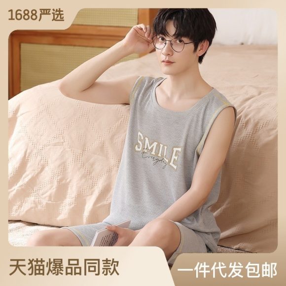 Men's Vest Sleeveless Pajamas Summer Pure Cotton - Image 4