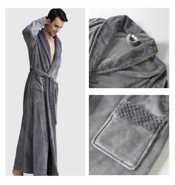 Men's Winter Coral Fleece Nightgown Homewear Thickened Pajamas - Image 7