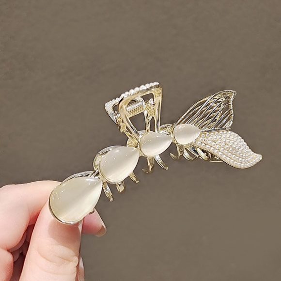 Fish Tail Opal Temperament Pearl Hair Clip Medium Size Clip Headdress - Image 3