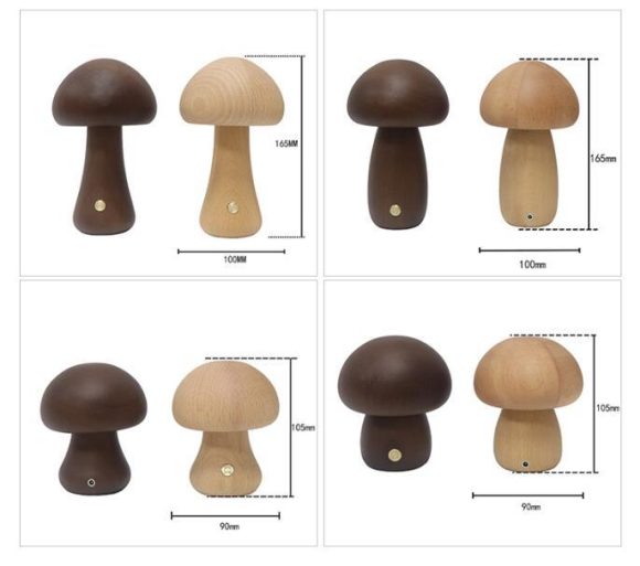 INS Wooden Cute Mushroom LED Night Light With Touch Switch  Bedside Table Lamp For Bedroom Childrens Room Sleeping Night Lamps Home Decor - Image 9