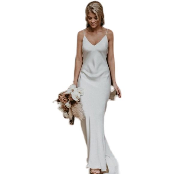 Little White Evening Gown With Train Brigade Shot Long Dress - Image 3