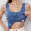 Solid Color Outerwear Thread U Collar Wide Shoulder Strap Vest Top