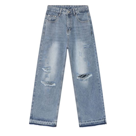 American Retro High Street Fashion Brand Ripped Jeans For Men - Image 3