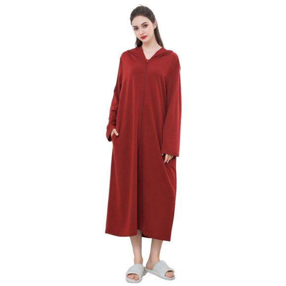 Zipper Bathrobe Couple Hooded Nightgown Thin Pajamas - Image 5
