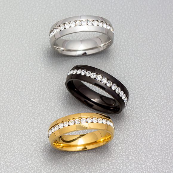 Personalized Fashion Single Row Diamond Ring Stainless Steel