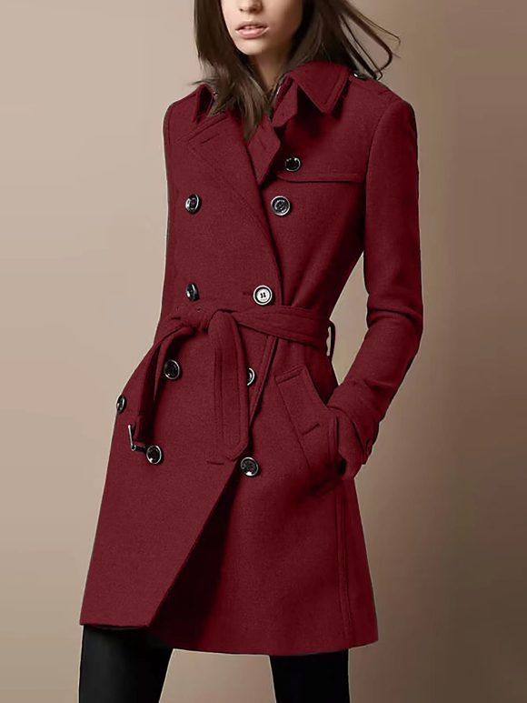 Double Breasted Casual Woolen Coat Women's Clothing - Image 4