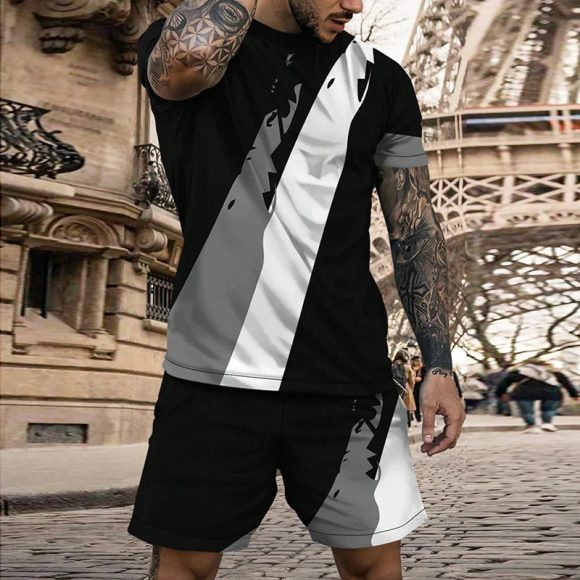 Short Sleeve Round Neck Pu Shuai Casual Multicolor Sportswear Men Suit - Image 4