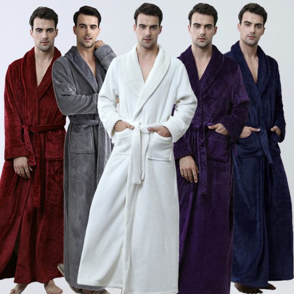 Men's Winter Coral Fleece Nightgown Homewear Thickened Pajamas - Image 4
