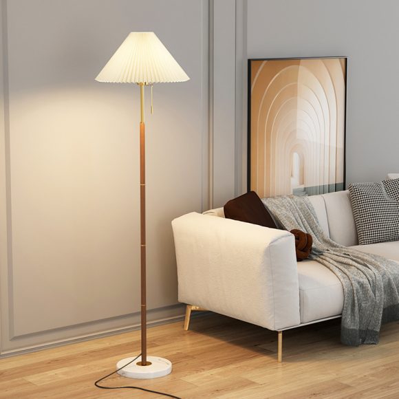 Retro Light Luxury Wood Grain Simple Pleated Floor Lamp Bedroom Bedside Sofa Study Floor Lamp - Image 4