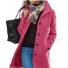 Ladies New Woolen Mid-length Multi-grain Buckle Cardigan Coat - Image 4